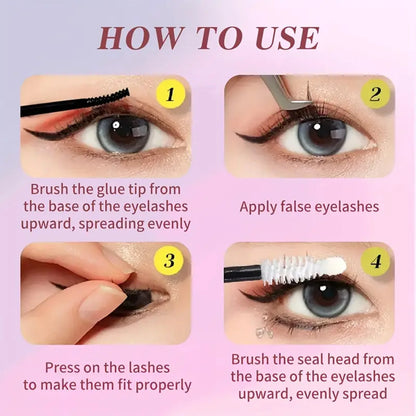Lash Glue & Seal Kit with 10ml Super-Strong Hold Adhesive, 5ml Lash Glue Remover and Precision Tweezers for Individual Lash Extensions