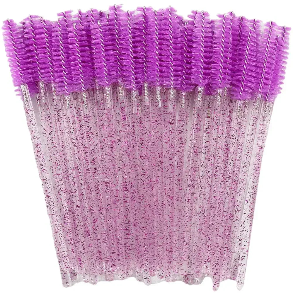50-Piece Disposable Crystal Eyelash Brush Combs, Professional Mascara Wands for Eyelash Extensions and Makeup Application