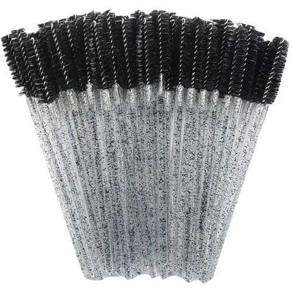 50-Piece Disposable Crystal Eyelash Brush Combs, Professional Mascara Wands for Eyelash Extensions and Makeup Application