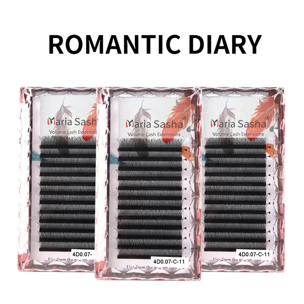 MARIA 3D W-Shaped Soft Lash Extensions, 0.07 mm Natural Eyelashes, Easy-Fan Y Clusters for Wholesale, Makeup & Private Label Brands