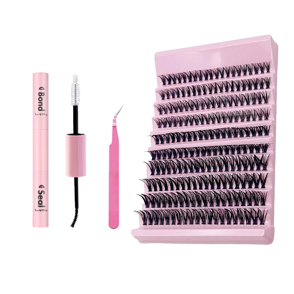 Lash Glue & Seal Kit with 10ml Super-Strong Hold Adhesive, 5ml Lash Glue Remover and Precision Tweezers for Individual Lash Extensions