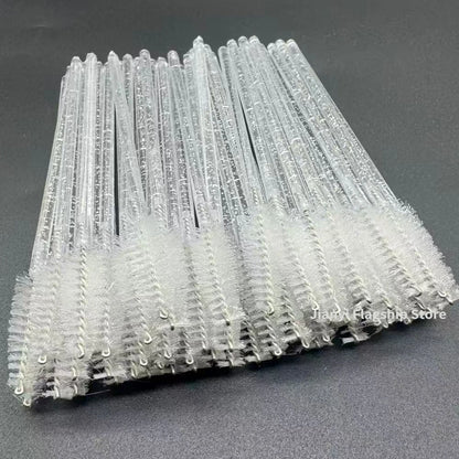 50-Piece Disposable Crystal Eyelash Brush Combs, Professional Mascara Wands for Eyelash Extensions and Makeup Application