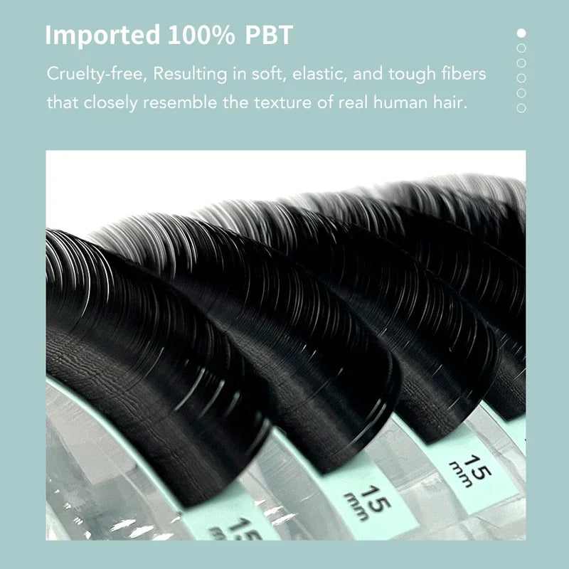 DIYDAY Classic Individual Eyelash Extensions – Long-Length Soft Matte Black Faux Mink Lashes, Wholesale Tray
