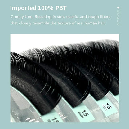 DIYDAY Classic Individual Eyelash Extensions – Long-Length Soft Matte Black Faux Mink Lashes, Wholesale Tray