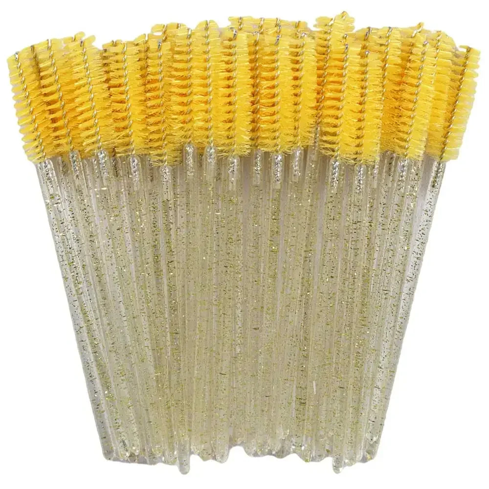 50-Piece Disposable Crystal Eyelash Brush Combs, Professional Mascara Wands for Eyelash Extensions and Makeup Application
