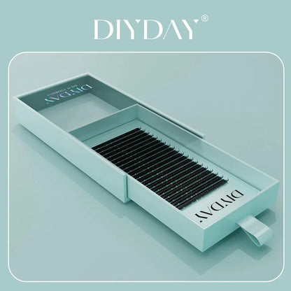 DIYDAY Classic Individual Eyelash Extensions – Long-Length Soft Matte Black Faux Mink Lashes, Wholesale Tray