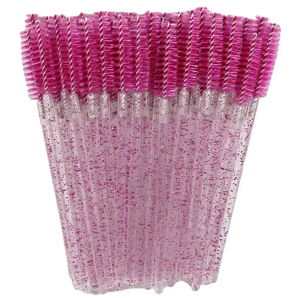 50-Piece Disposable Crystal Eyelash Brush Combs, Professional Mascara Wands for Eyelash Extensions and Makeup Application