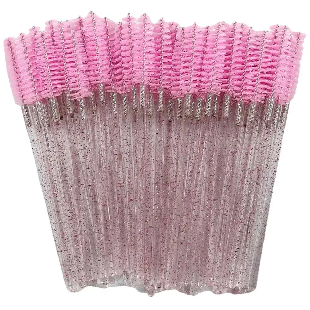 50-Piece Disposable Crystal Eyelash Brush Combs, Professional Mascara Wands for Eyelash Extensions and Makeup Application