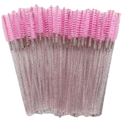 50-Piece Disposable Crystal Eyelash Brush Combs, Professional Mascara Wands for Eyelash Extensions and Makeup Application