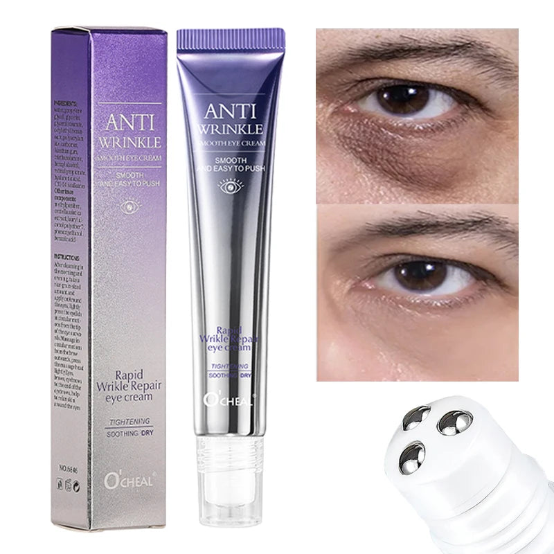 O'CHEAL Hyaluronic Acid Eye Cream Roller with Massager, Anti-Wrinkle, Dark Circle & Eye Bag Care, Moisturizing Anti-Aging Skincare for Eyes