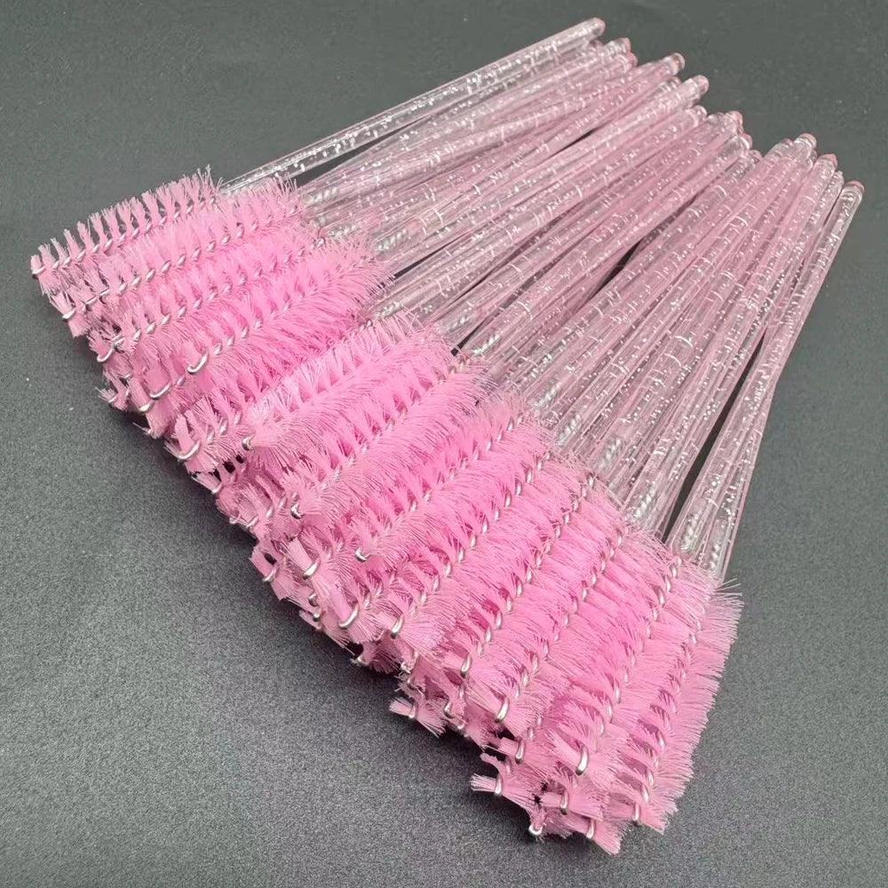 50-Piece Disposable Crystal Eyelash Brush Combs, Professional Mascara Wands for Eyelash Extensions and Makeup Application