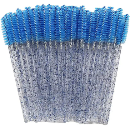 50-Piece Disposable Crystal Eyelash Brush Combs, Professional Mascara Wands for Eyelash Extensions and Makeup Application